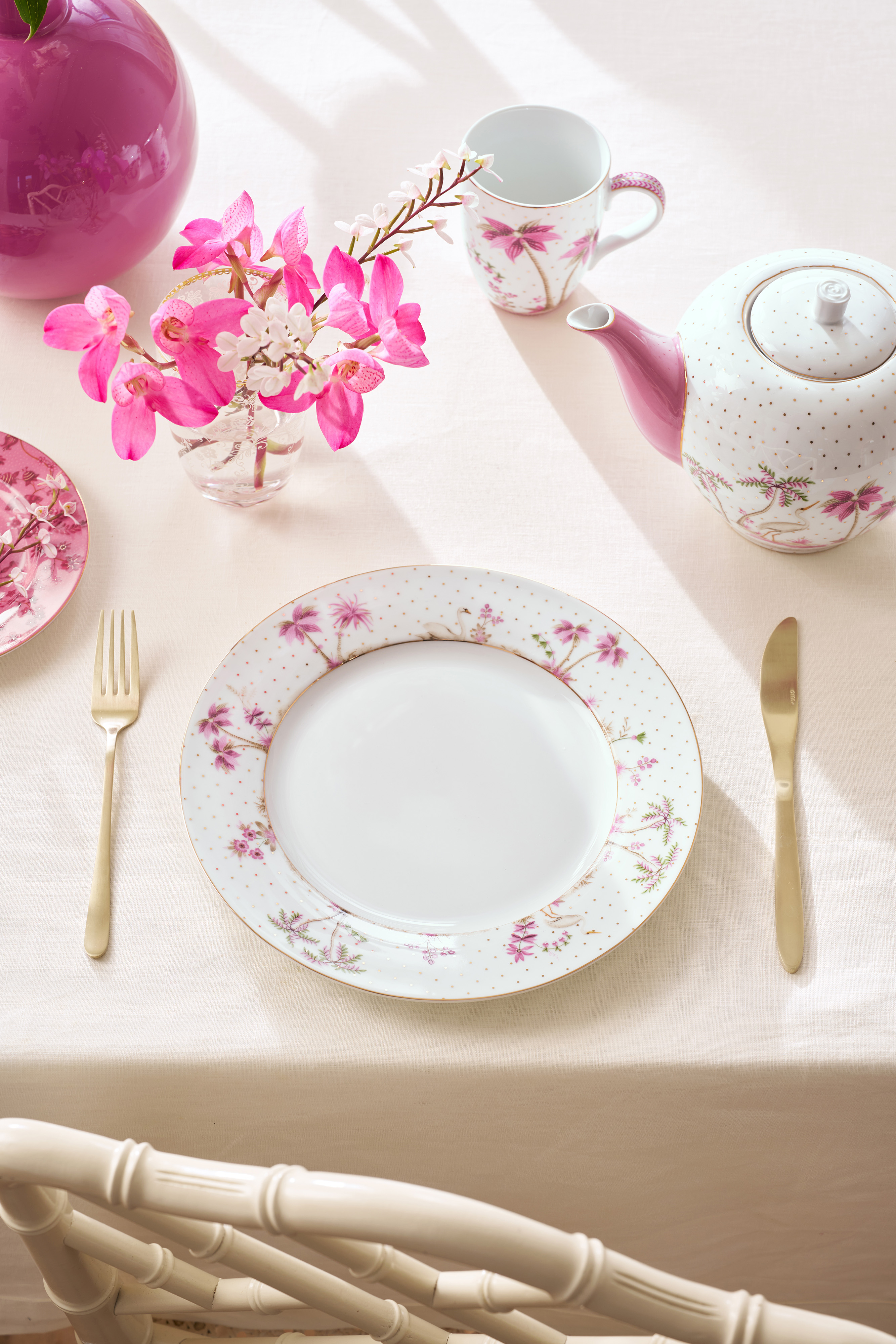 Pip Studio Jolie Dots Gold talíř ∅26,5cm, růžový