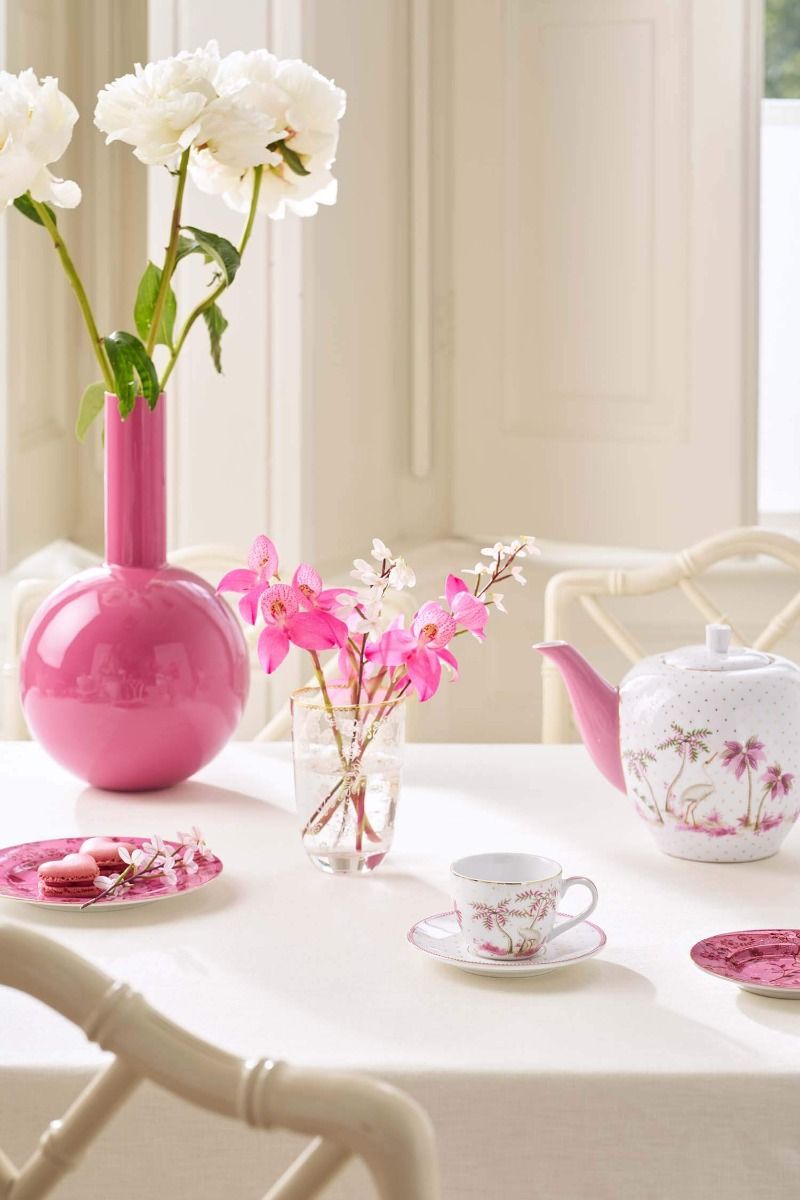 Pip Studio Jolie Dots Gold sada 2 ks espresso šálků s podšálky 100ml, růžová