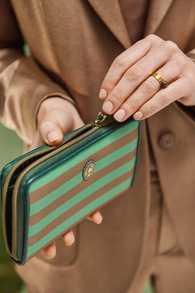 Pip Studio Willow Stripe Green peněženka, zelená