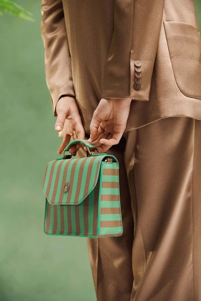 Pip Studio Frances Stripe Cross Body kabelka, zelená