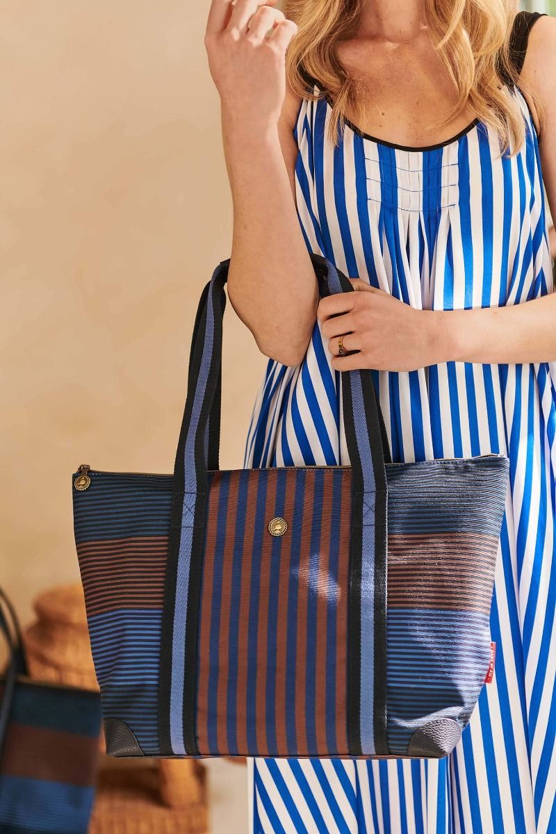 Pip Studio Tilda Stripe střední plážová taška, modrá