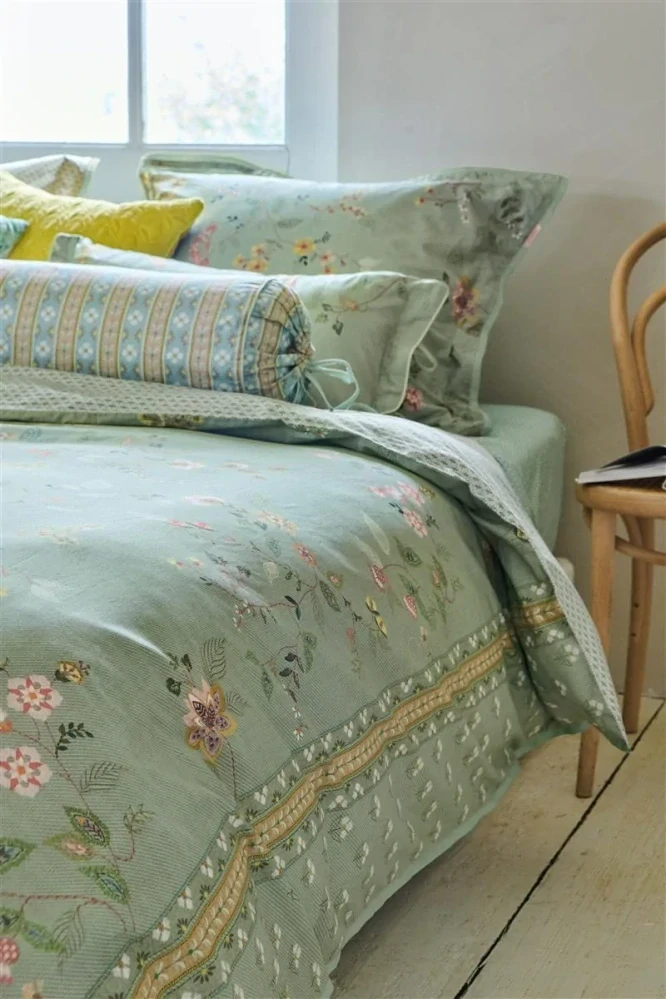 Pip Studio perkálové povlečení Kili Flower zelené 140x200 + 70x90 cm
