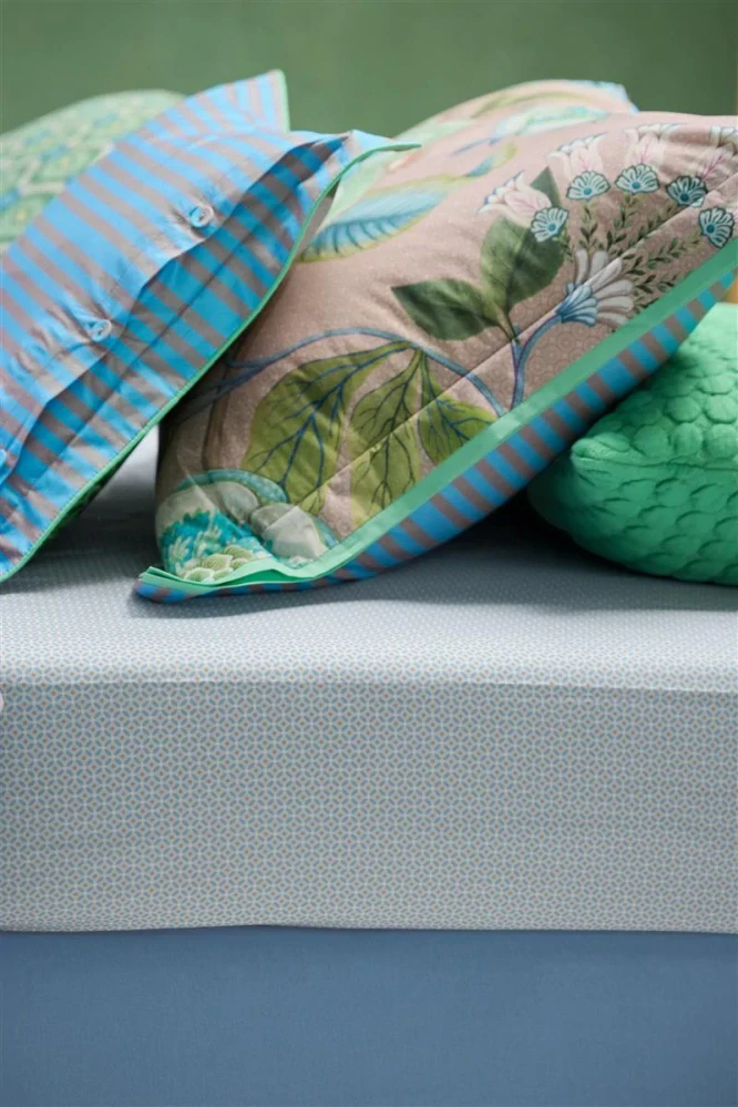 Pip Studio perkálové prostěradlo Cross Stitch 180x200 cm, šedo-modré