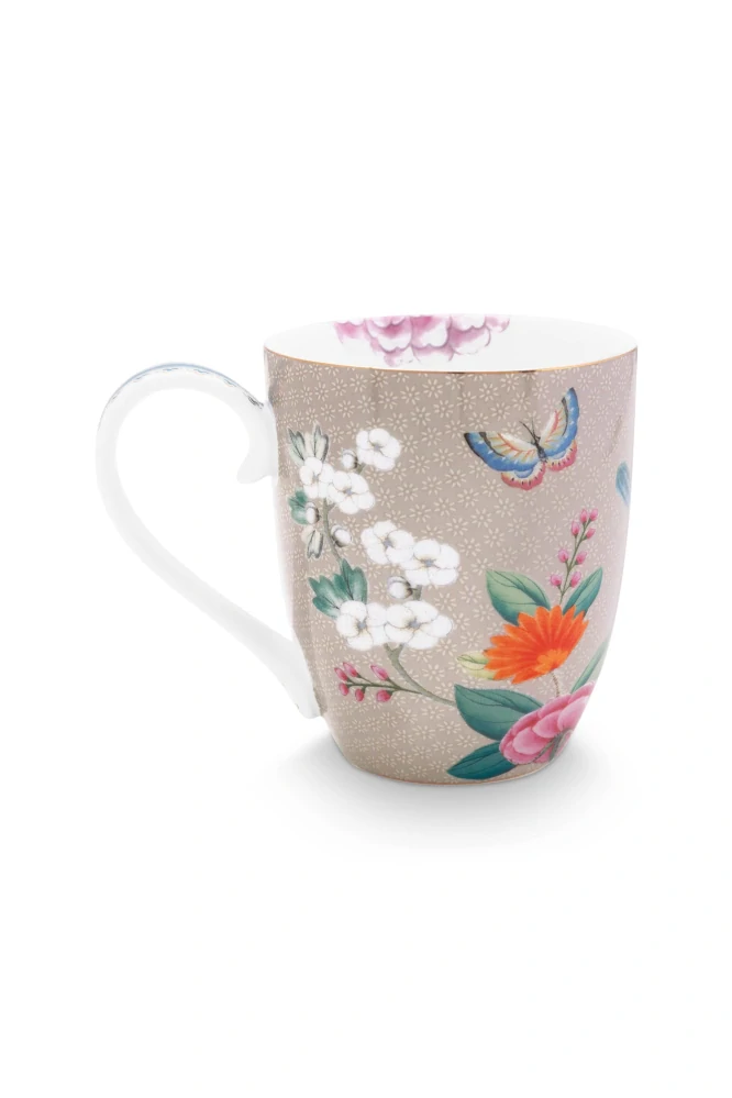 Pip Studio Blushing Birds XL hrnek 440ml, khaki