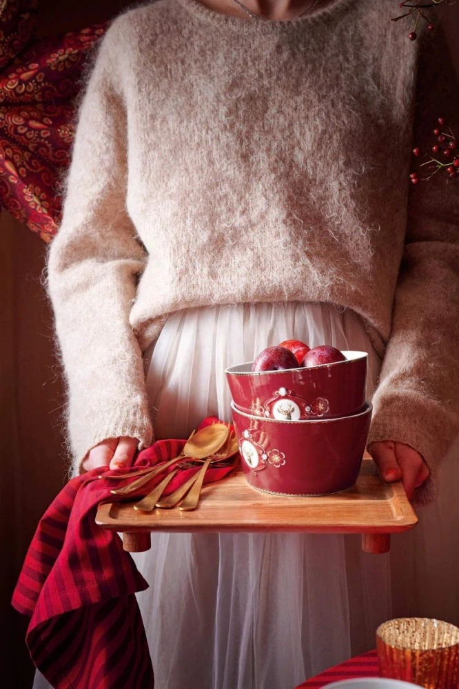 Pip Studio Love Birds miska Ø 15cm, tmavě červená