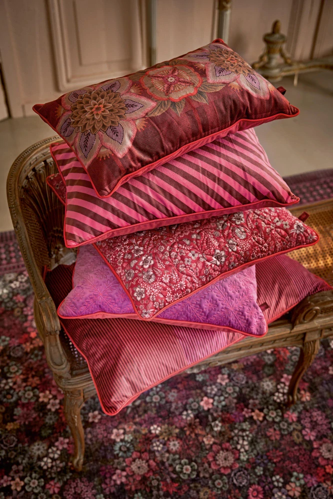 Pip Studio dekorační polštář Flores Felices 30x50 cm, červený