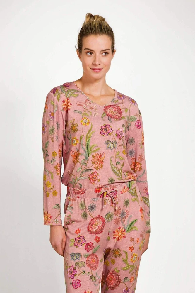 Pip Studio tričko Trice s dlouhým rukávem Coco Flower Coral