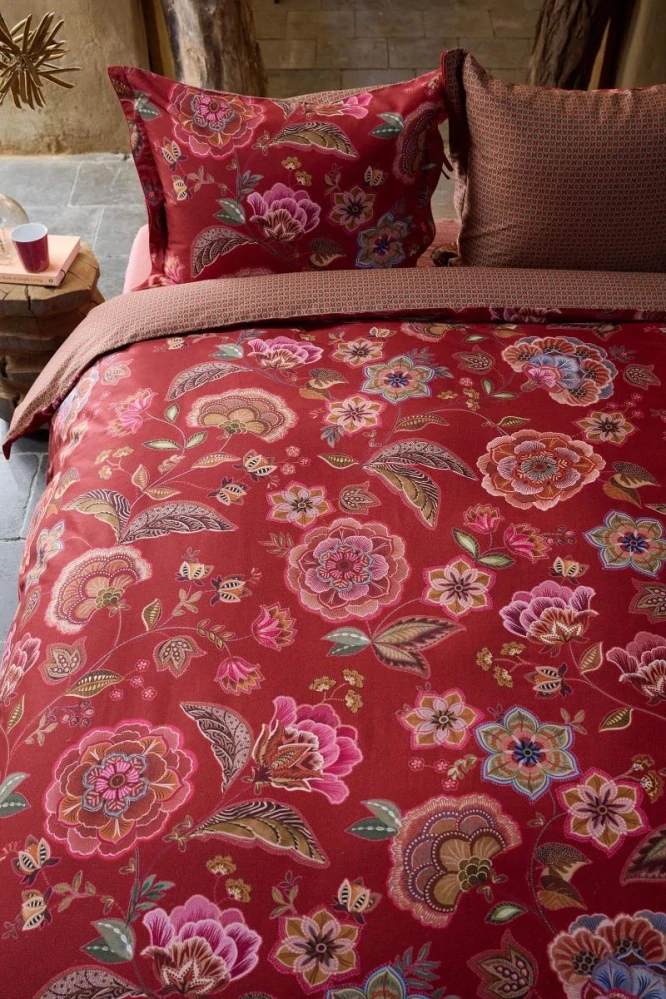 Pip Studio povlečení z broušeného kepru Matata červené 140x200 + 70x90 cm