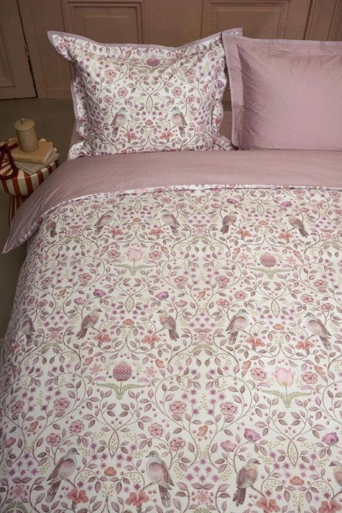 Pip Studio perkálové povlečení Garden of Dove bílo-růžové 140x200 + 70x90 cm