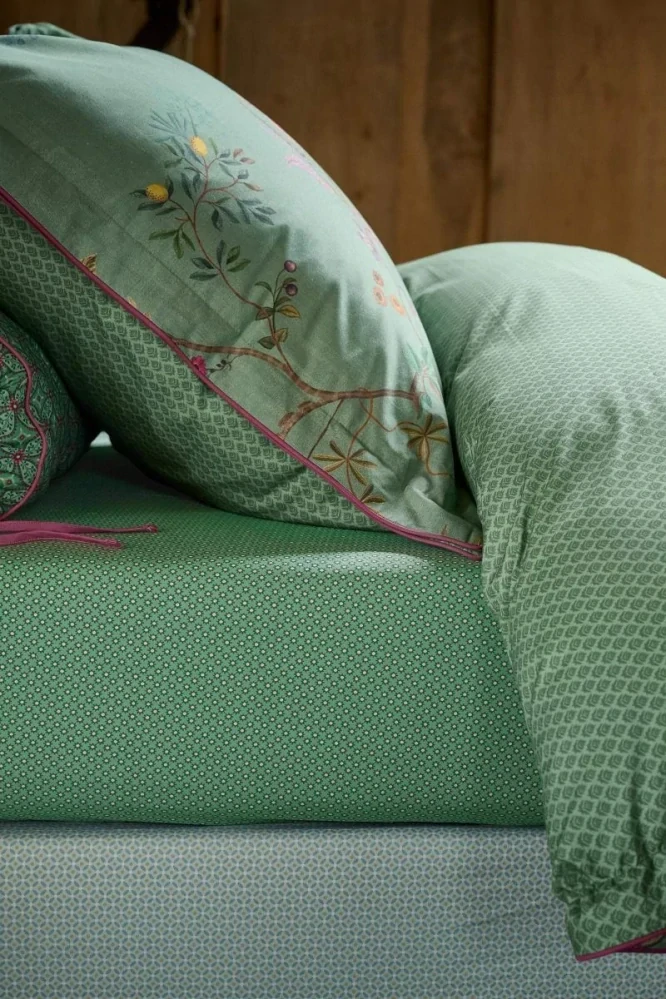 Pip Studio perkálové prostěradlo Twinkle Star 90x200 cm, zelené