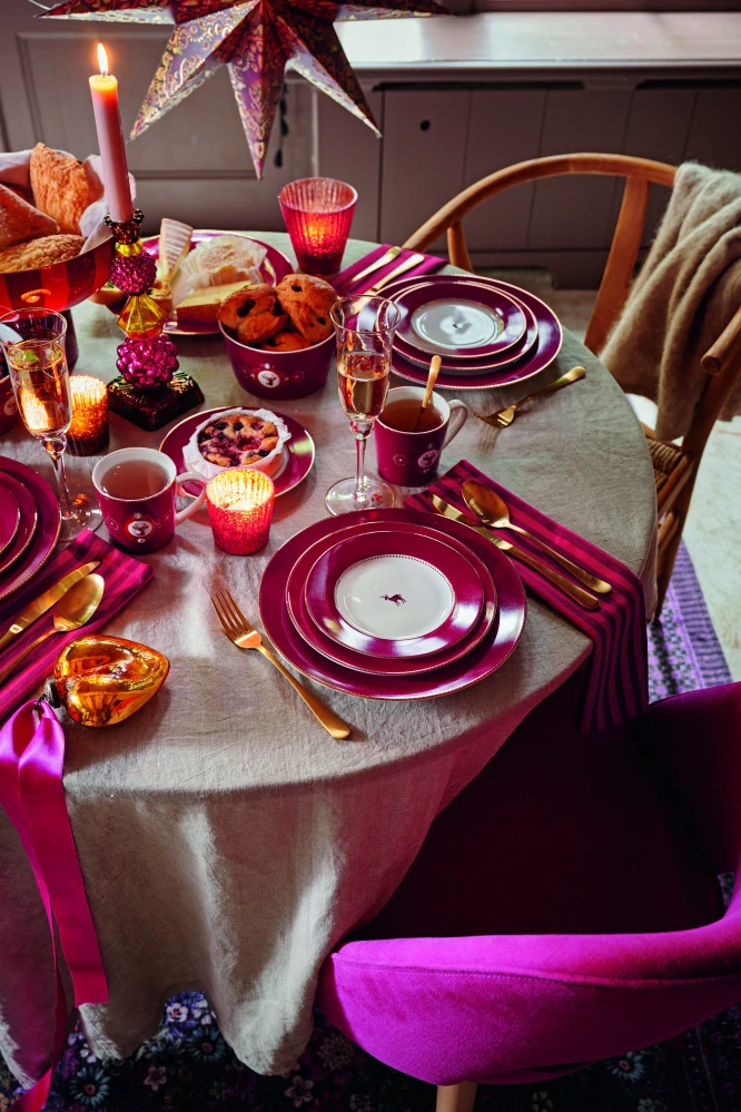 Pip Studio Love Birds talíř Ø21cm, tmavě červený