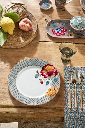 Pip Studio Blooming Tales talíř Ø26,5 cm, modrý