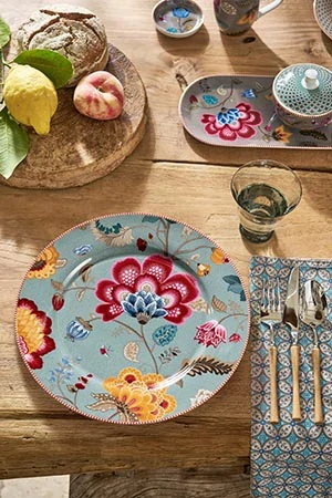 Pip Studio Blooming Tales talíř Ø32 cm, modrý