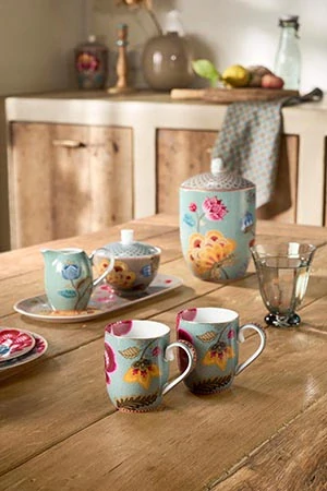 Pip Studio Blooming Tales sada 2ks hrnků 180ml, modrá