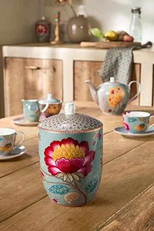 Pip Studio Blooming Tales skladovací dóza 1,5l, modrá