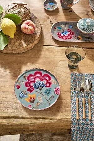 Pip Studio Blooming Tales dortový podnos Ø21cm, modrý