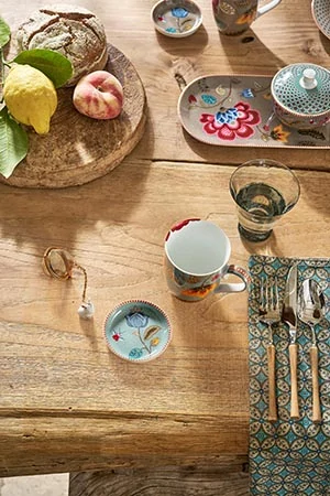 Pip Studio Blooming Tales odkládací tácek na čajové sáčky, modrý