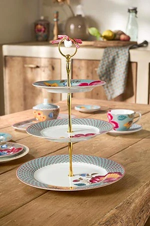 Pip Studio Blooming Tales třípatový etažér, modrý