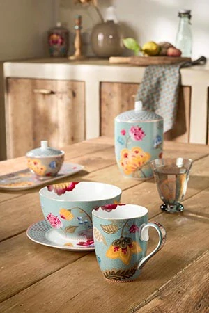 Pip Studio Blooming Tales snídaňová sada, modrá