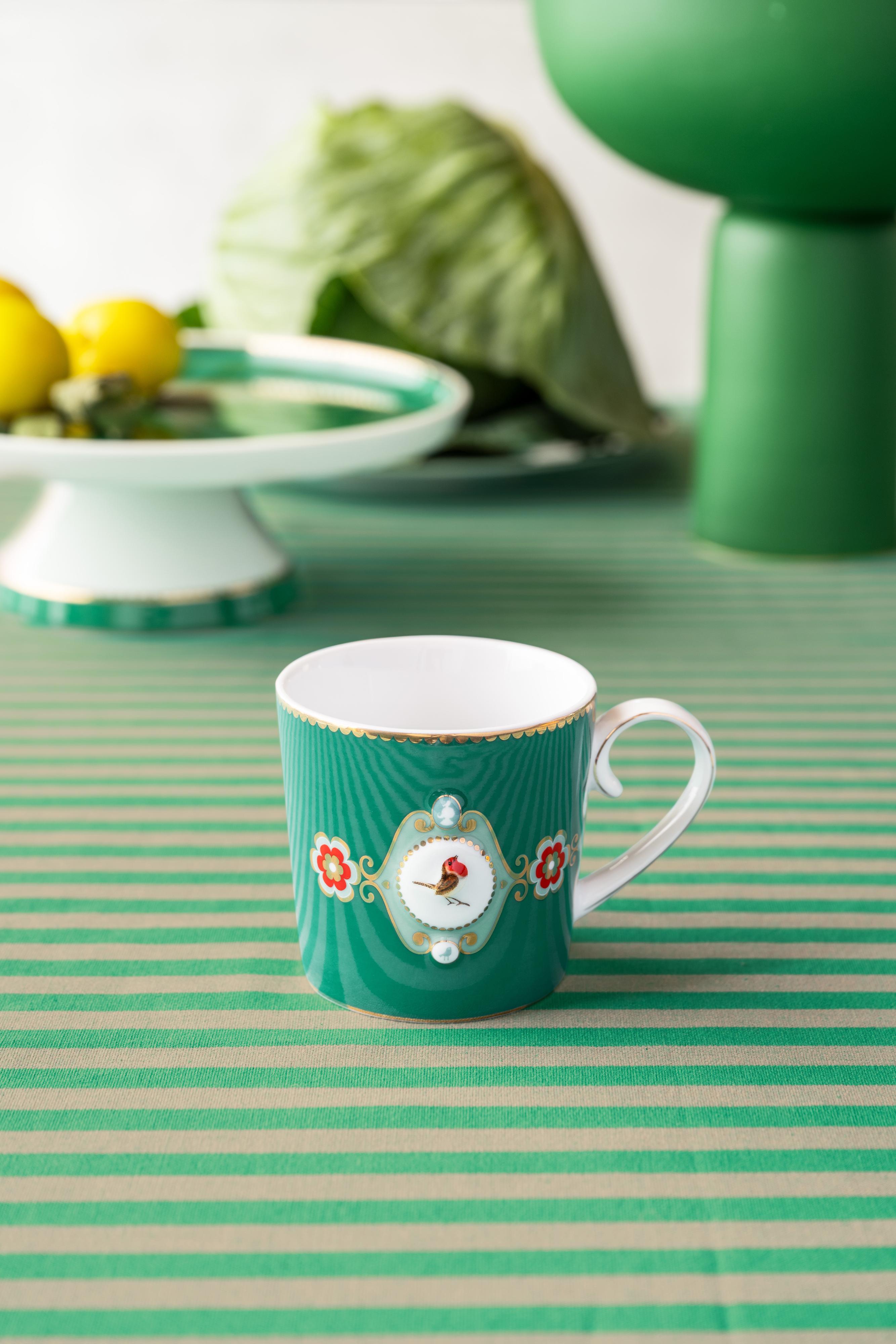 Pip Studio Love Birds sada 2 ks hrnků 165ml, zelená