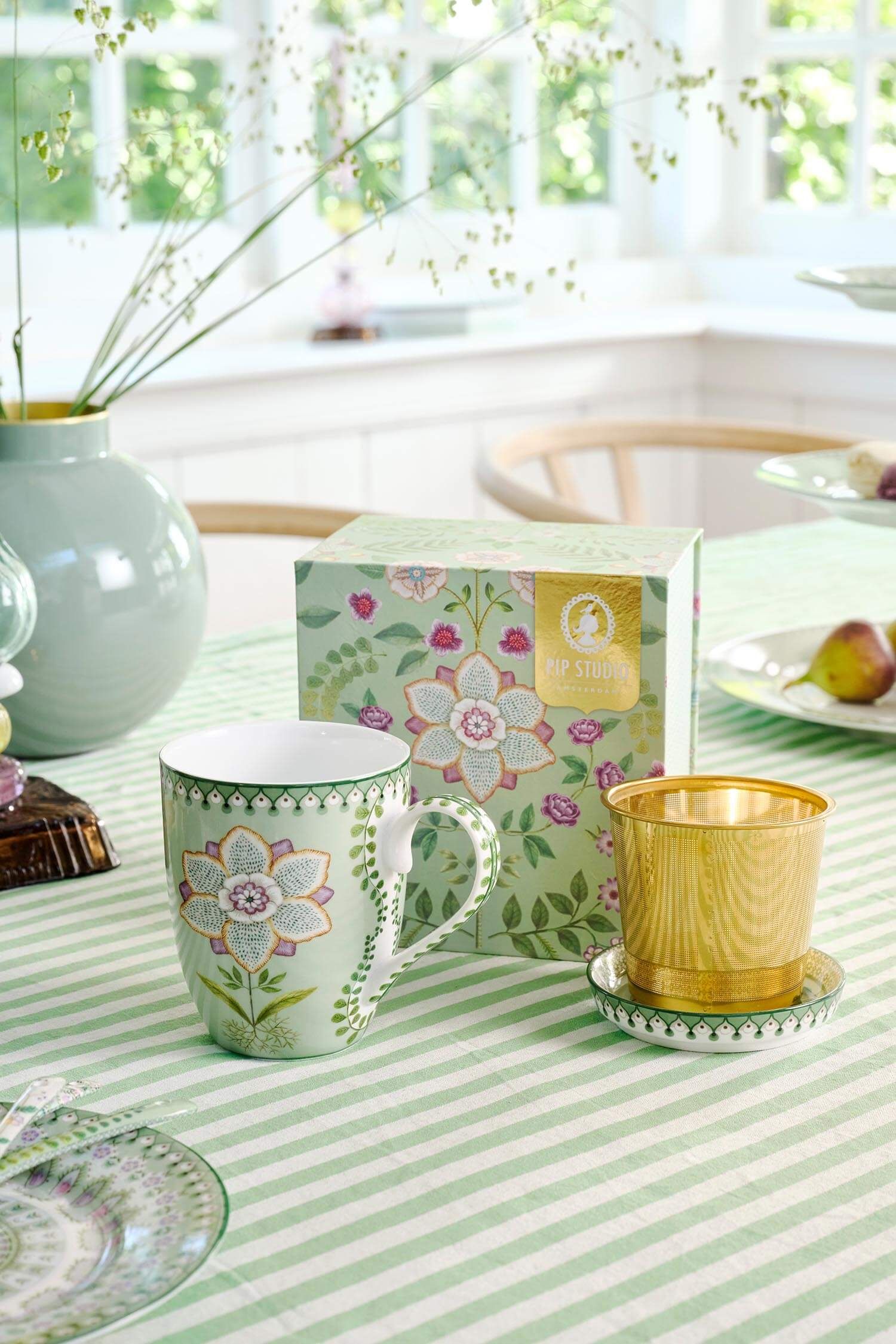 Pip Studio Lily & Lotus sada na čaj pro jednoho 350 ml, zelená