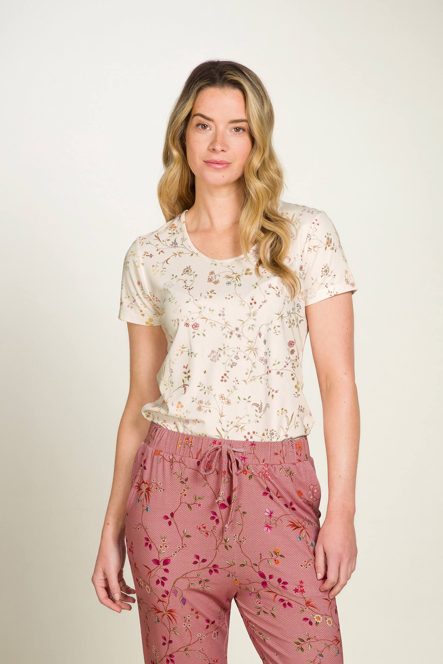 Pip Studio Tilly triko s krátkým rukávem Little Delhi, super premium, bílé