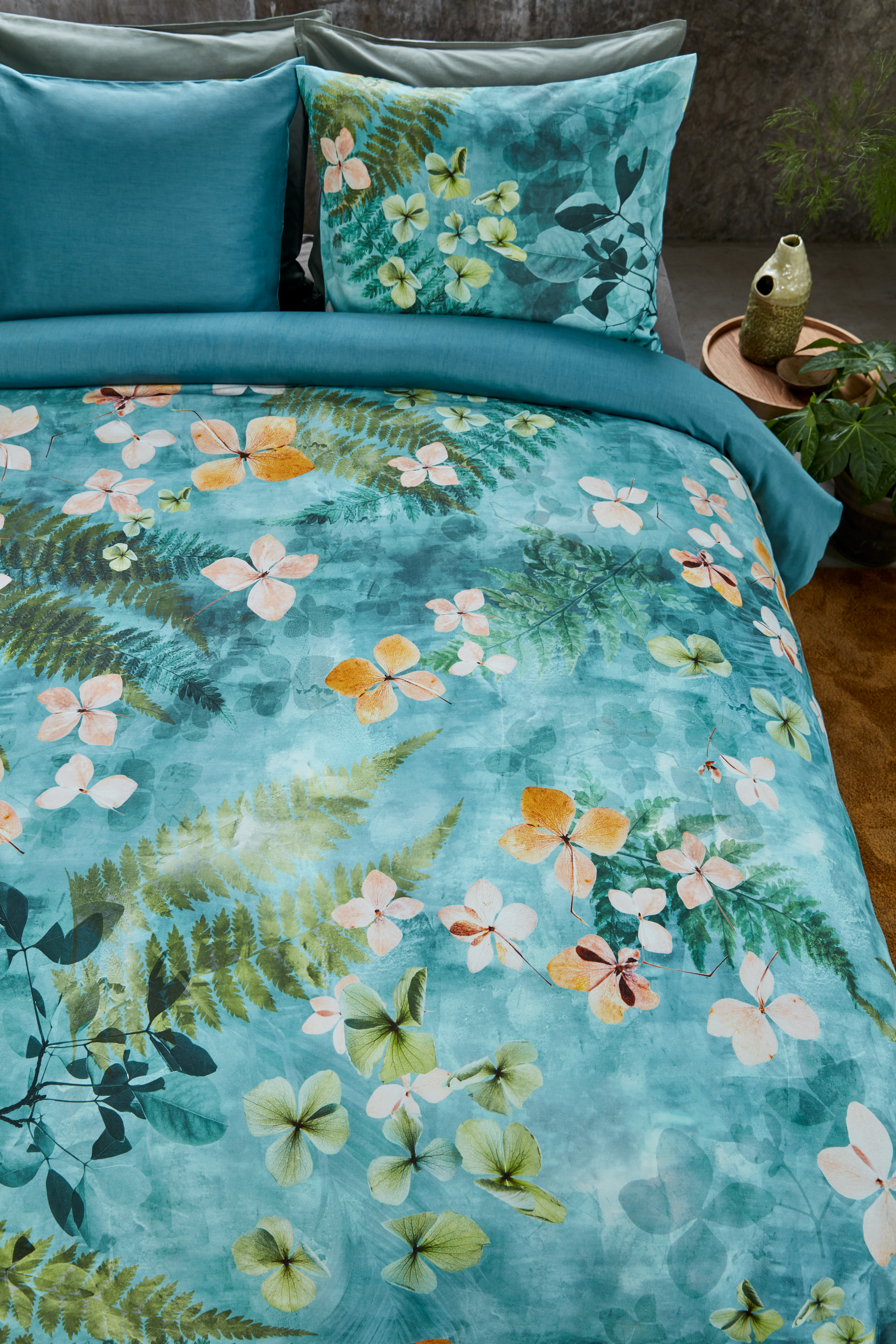 BH Morning Whisper povlečení 140x200 + 70x90, bavlněný satén, modro-zelené