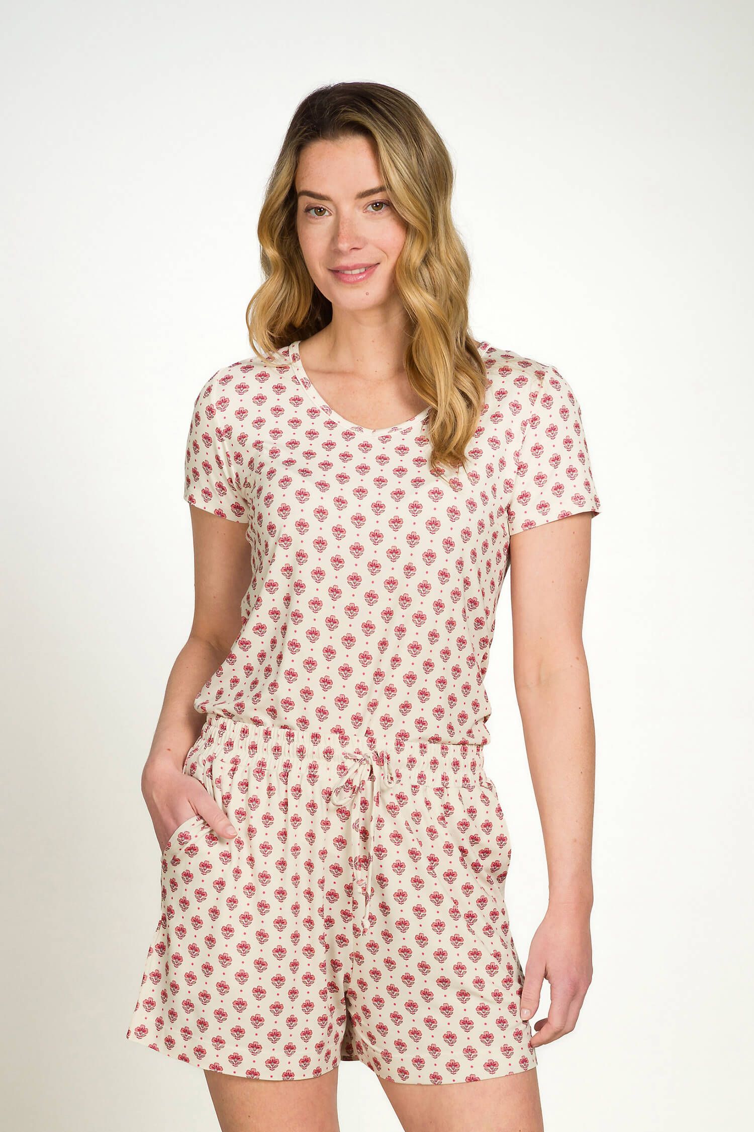 Pip Studio Toy triko s krátkým rukávem Jaipur Flower, bílo-růžové