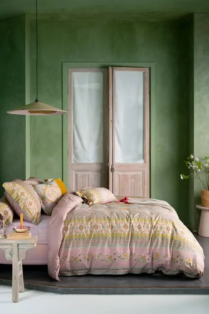 Pip Studio Leafy kvalitní bavlněné prostěradlo s lycrou, růžové