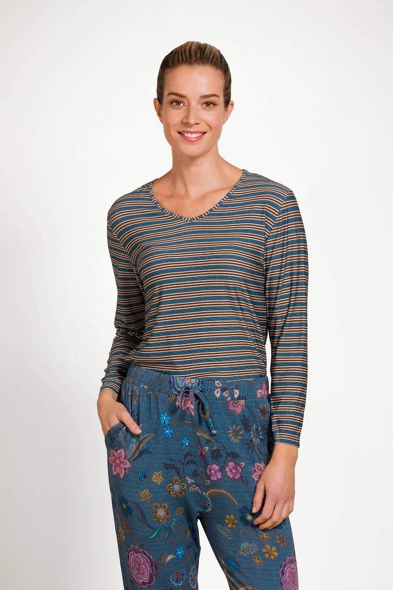 Pip Studio Trice triko s dlouhým rukávem Kente Stripes, růžové