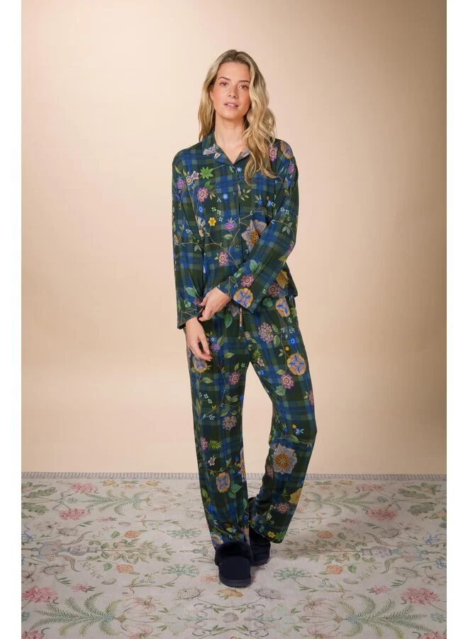 Pip Studio Faye košile s dlouhým rukávem Flores Felices, tmavě modrá