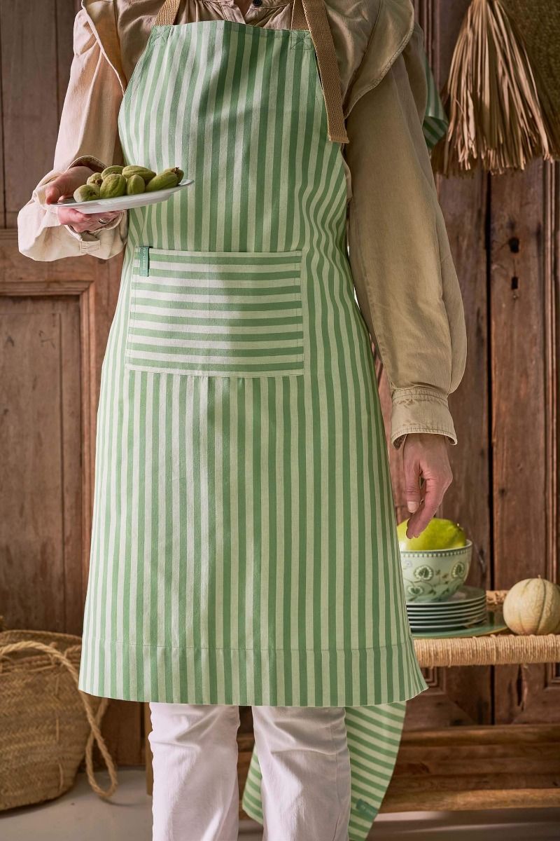 Pip Studio Apron Stripes kuchyňská zástěra - světle zelená