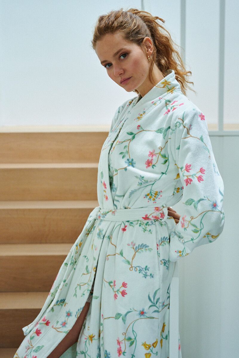 Pip Studio Les Fleurs bavlněný froté župan - bílý