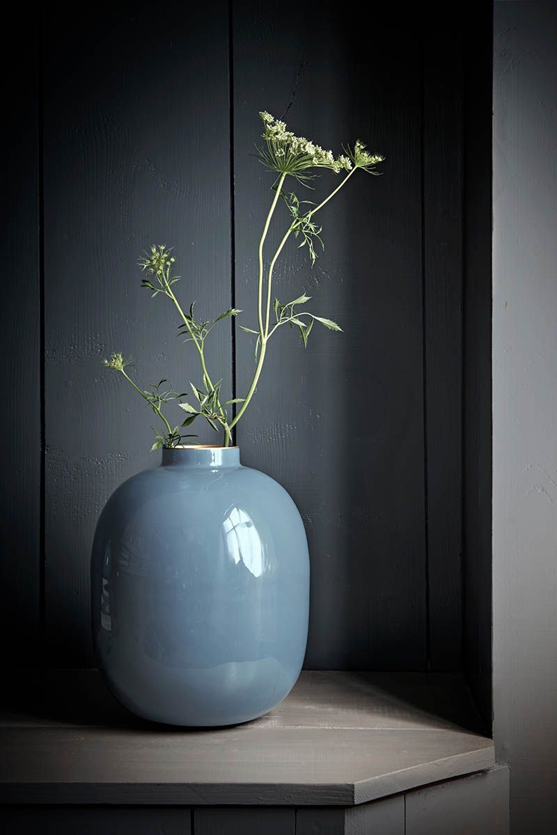 Pip Studio velká kovová váza 32cm, modrá