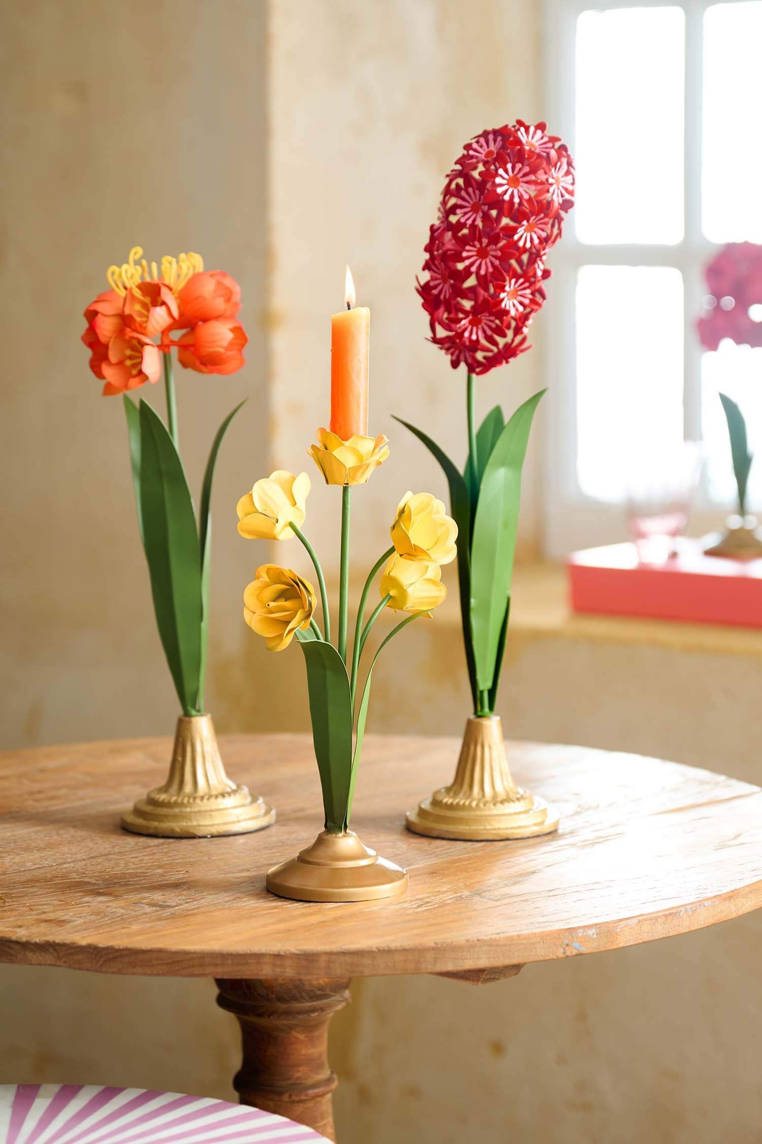 Pip Studio kovový svícen Flower - žlutý