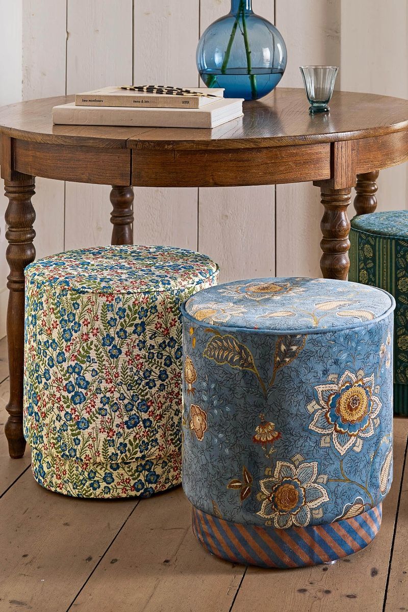Pip Studio Puf Poppy Jacquard - modrý