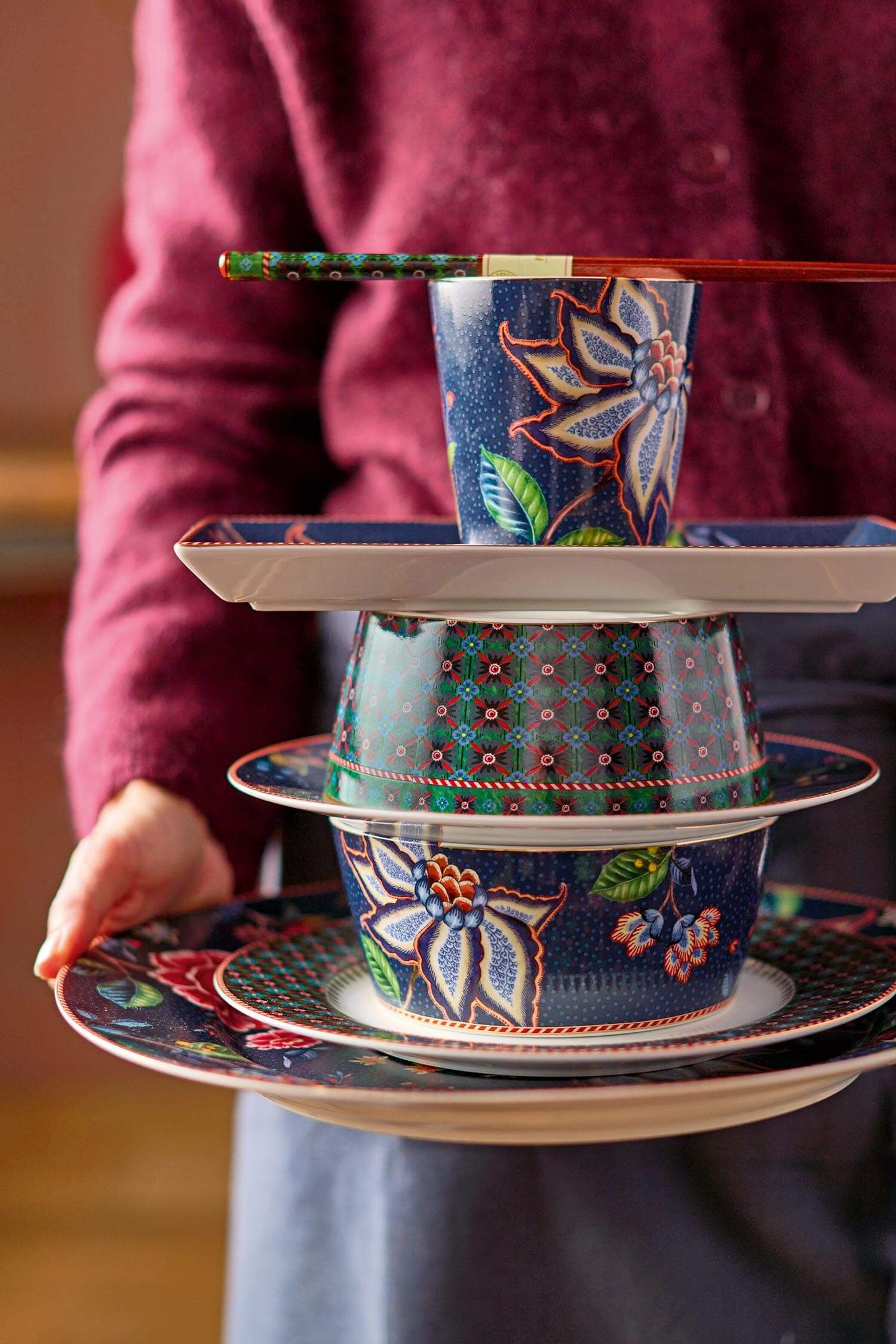 Pip Studio dárkový set misek Oriental Berry Blues Blue 12cm