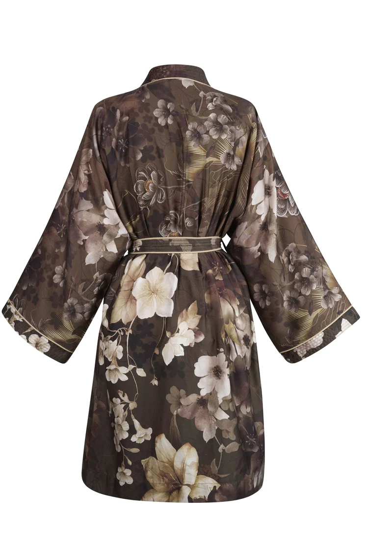 Kardol saténové kimono Velutini - hnědé