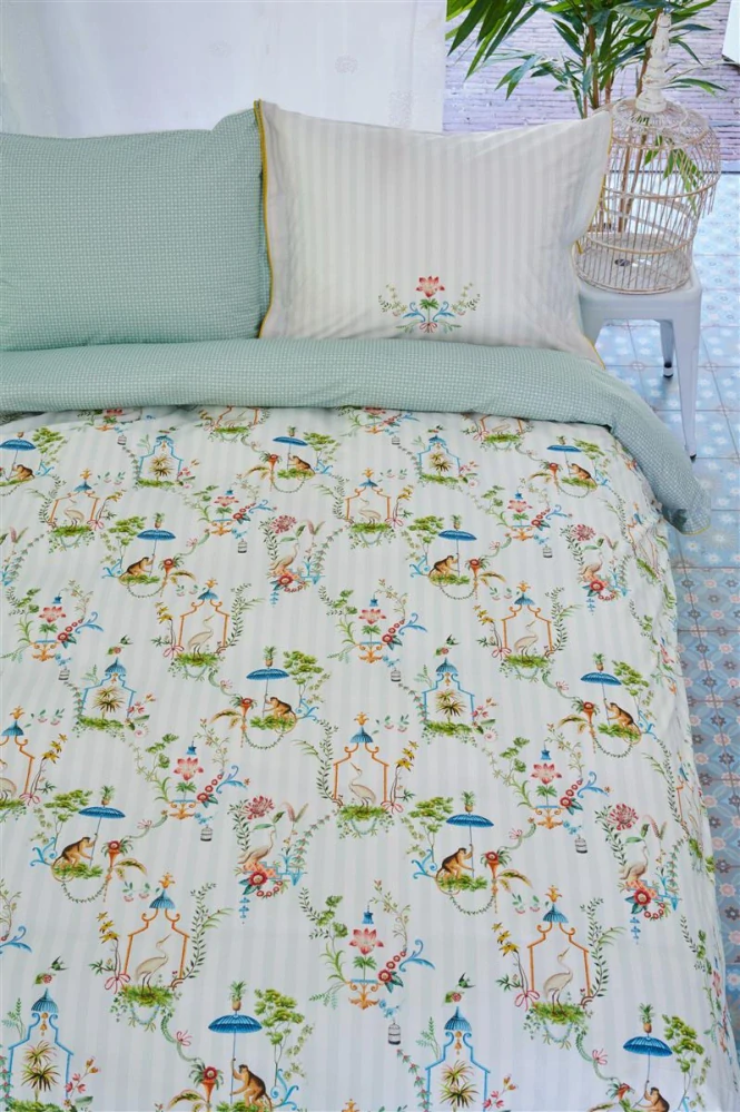 Pip Studio perkálové povlečení Singerie bílé 200x200 + 2x 70x90 cm 