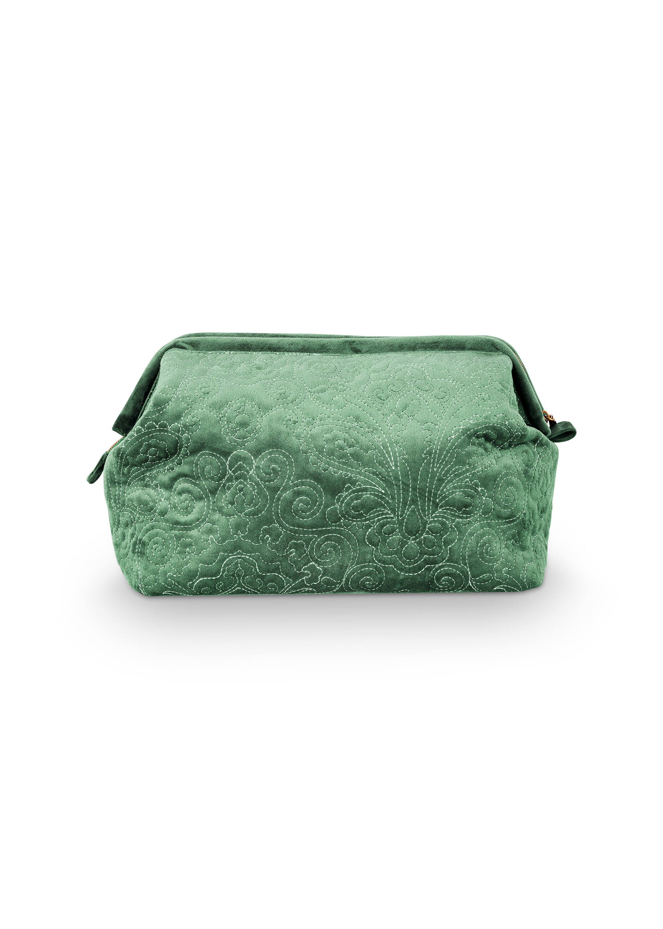 Pip Studio Cooper Velvet Quilted sametová kosmetická taška, zelená