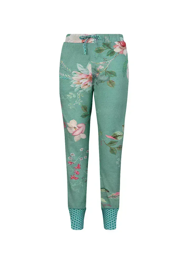 Pip Studio Bobien dlouhé kalhoty Tokyo Bouquet Green, zelené