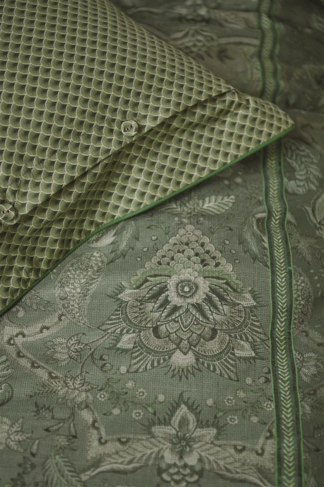 Pip Studio perkálové povlečení Kyoto Nights zelené 200x200 + 2x 70x90 cm