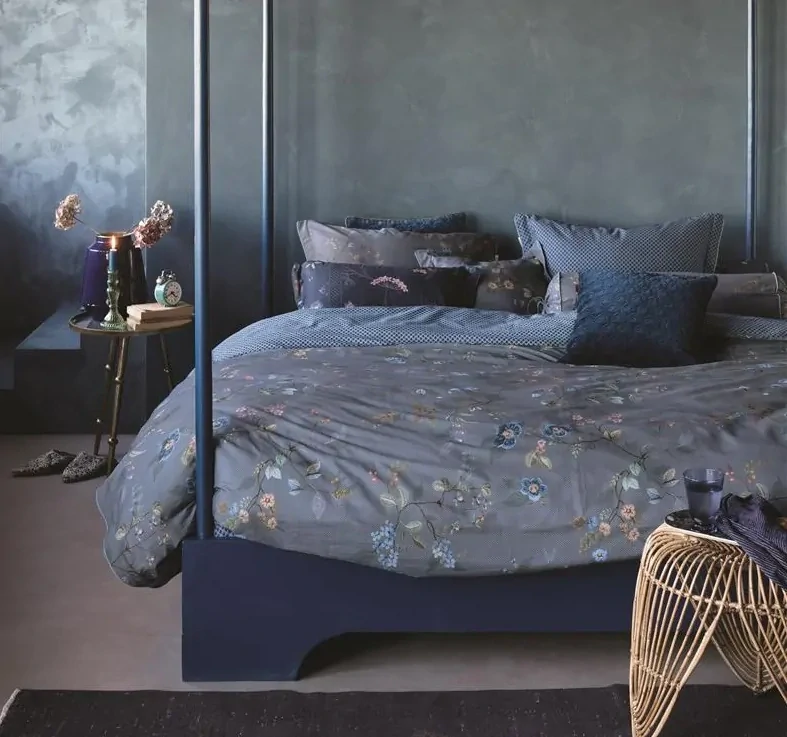 Pip Studio perkálové povlečení Kawai Flower modré 200x200 + 2x 70x90 cm