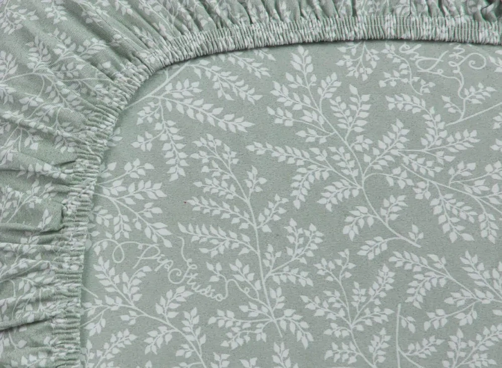 Pip Studio Leafy kvalitní bavlněné prostěradlo s lycrou 180x200/220 cm, zelené