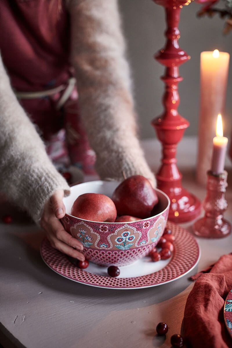 Pip Studio Flower Festival talíř Ø26,5cm, tmavě růžová