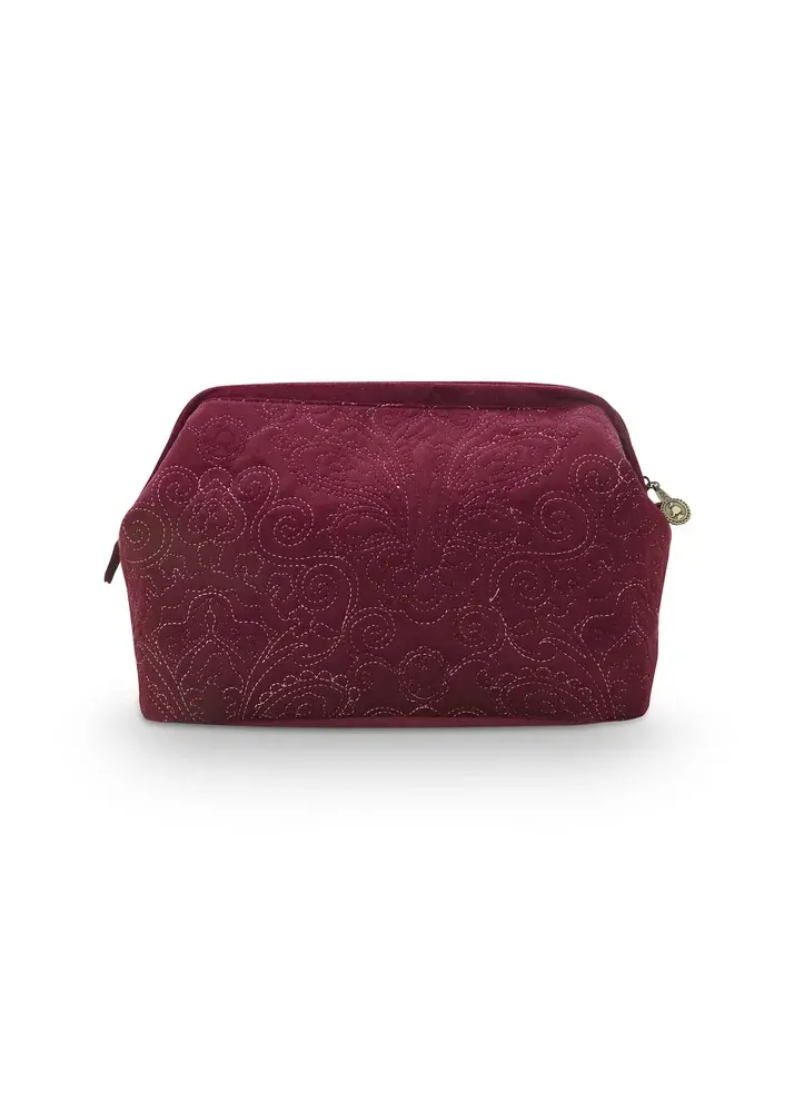 Pip Studio Velvet Cooper Quiltey Days sametová kosmetická taška, vínová