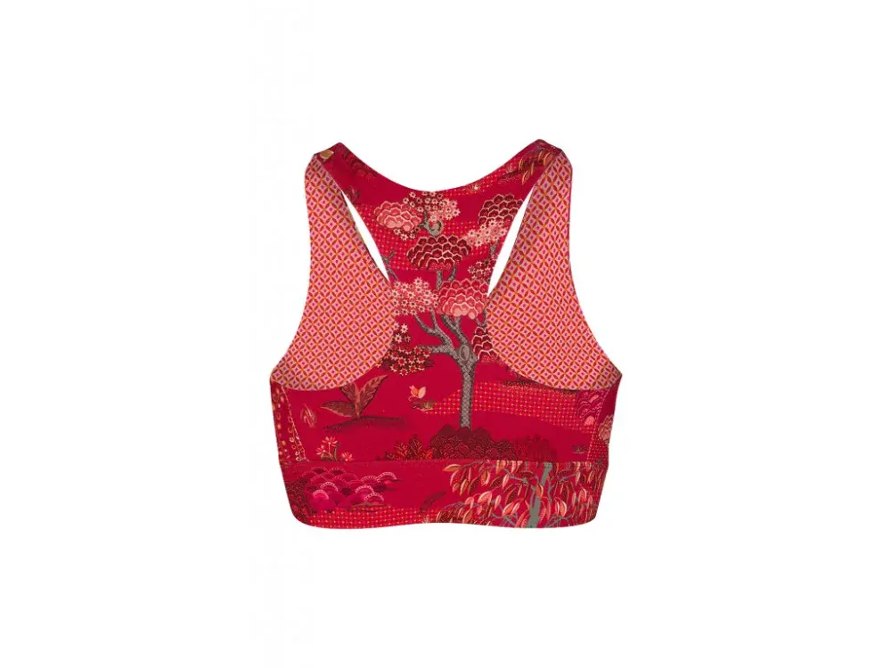 Pip Studio Tahnee sportvní podprsenka Japanese Garden, červená