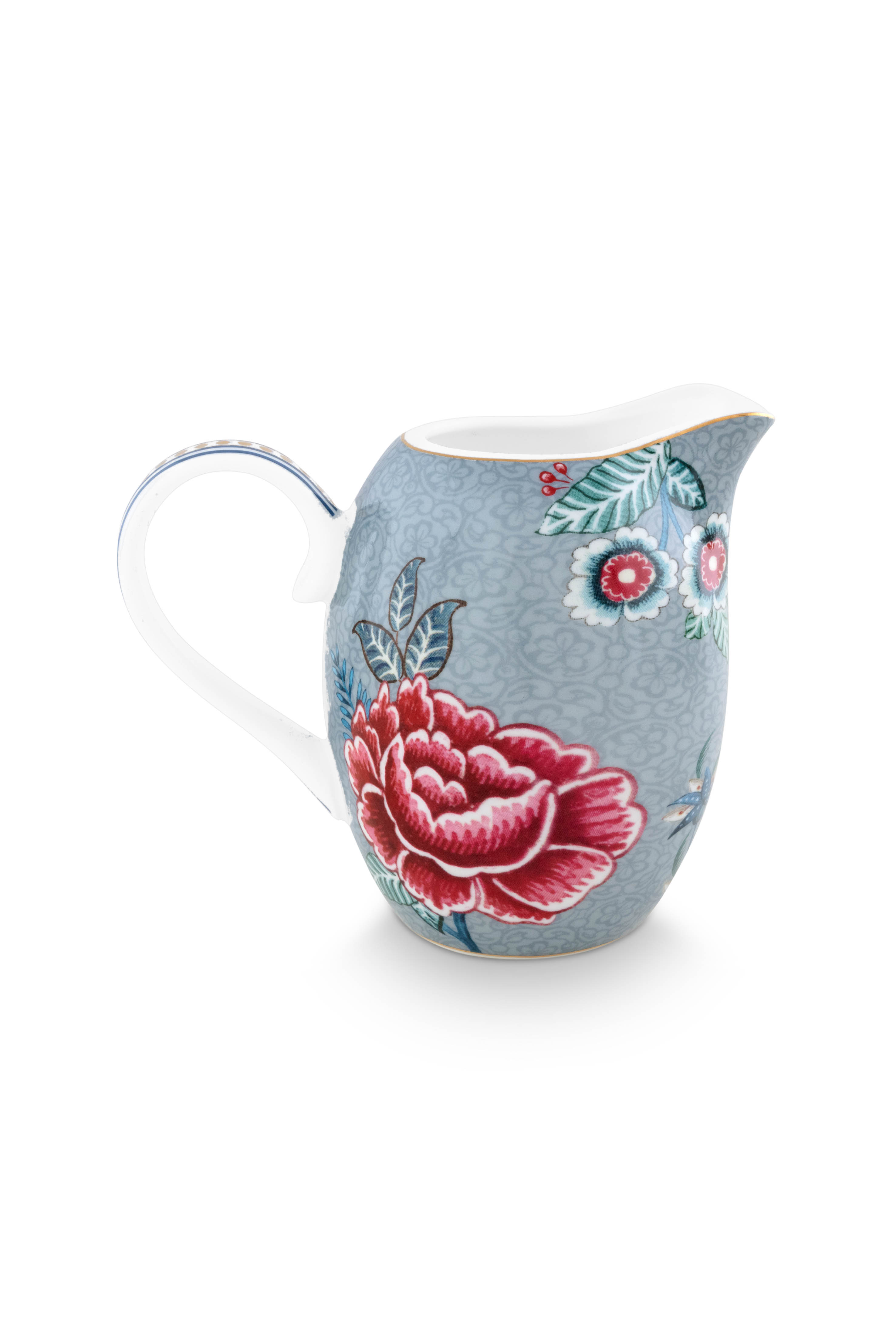 Pip Studio Flower Festival mlékovka 250ml, modrá