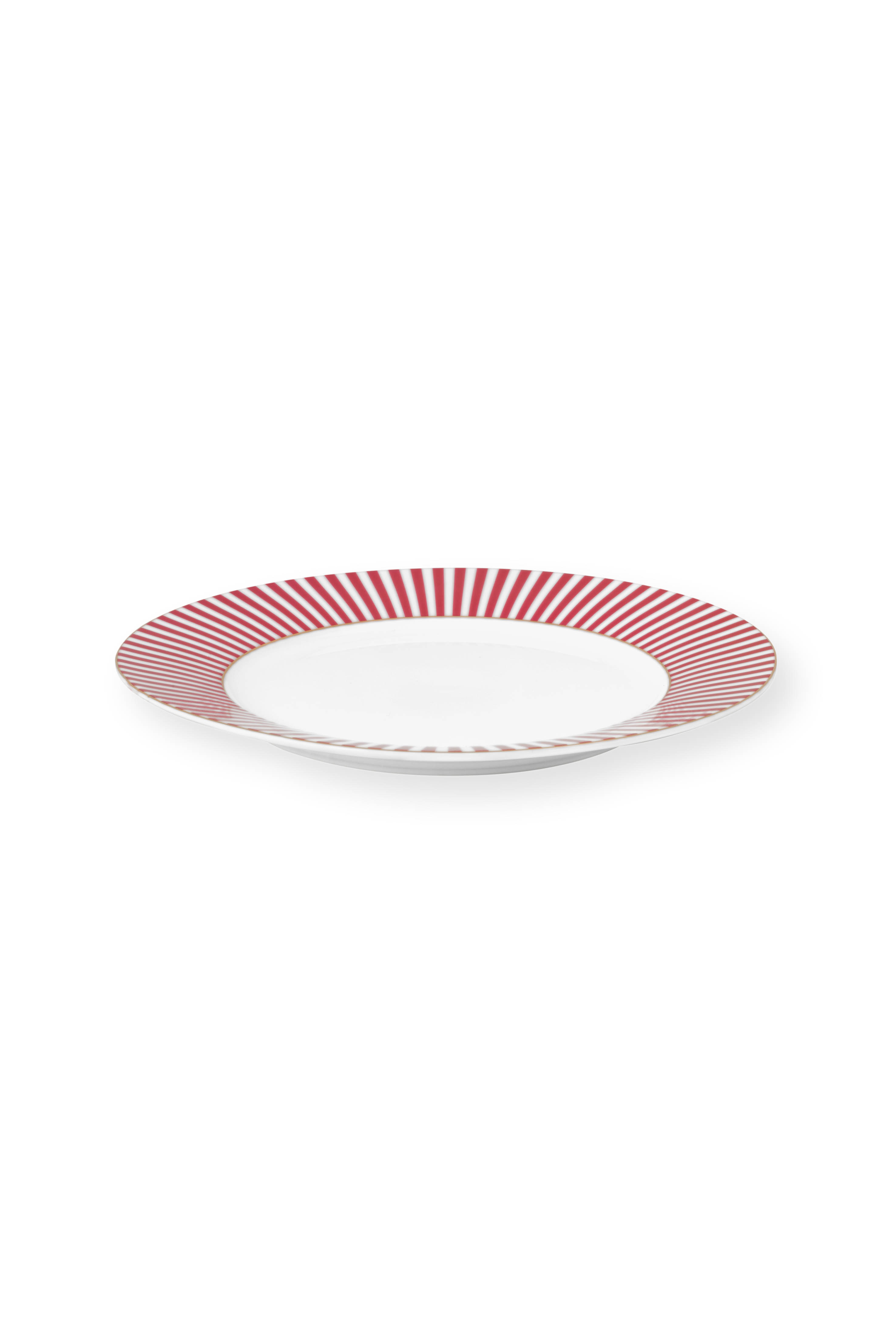 Pip Studio Royal stripes talíř Ø21cm, bílo-tmavě růžový