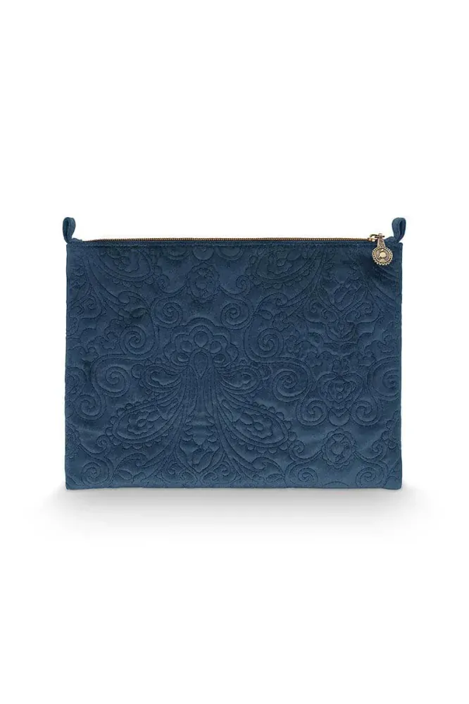 Pip Studio sametové Charly Velvet Quilted Days kosmetické pouzdro, modré